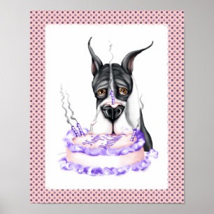 Pôster Bolo de aniversário do envoltório de great dane