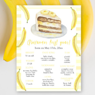 Poster Bolo de Banana Primeiro Aniversário Milestone Aniv