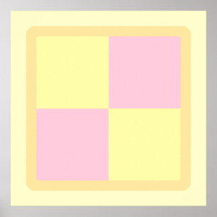 Pôster Bolo de Battenburg. Rosa e amarelo