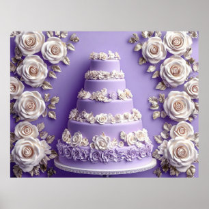 Poster Bolo de Casamento Elegante com Andares