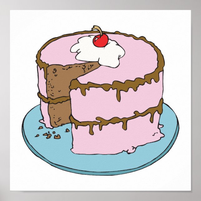 Pôster bolo de chocolate de glacé rosa (Frente)