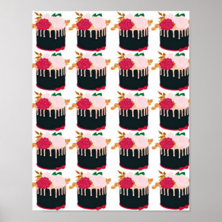 Poster Bolo de chocolate de rosa - Presente de manteiga d