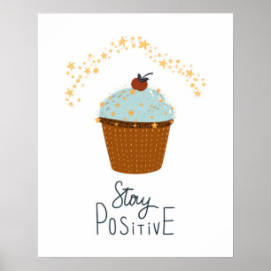 Poster Bolo de cupcake scandi moderno mantenha positivo  