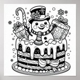 Poster Bolo de Férias do Boneco de Neve Encantador para C