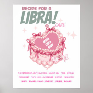 Poster Bolo de Zodíaco Libra Personalizado Nome