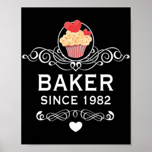 Poster Bolo Desde 1982 Cupcake 42º Aniversário Dia das Mã