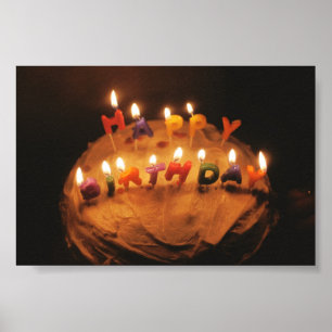 Poster Bolo do feliz aniversario com velas