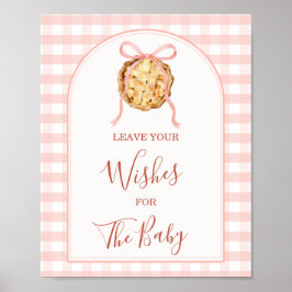 Poster Bolo Fofo Rosa Pastel Xadrez Deixe Seus Desejos