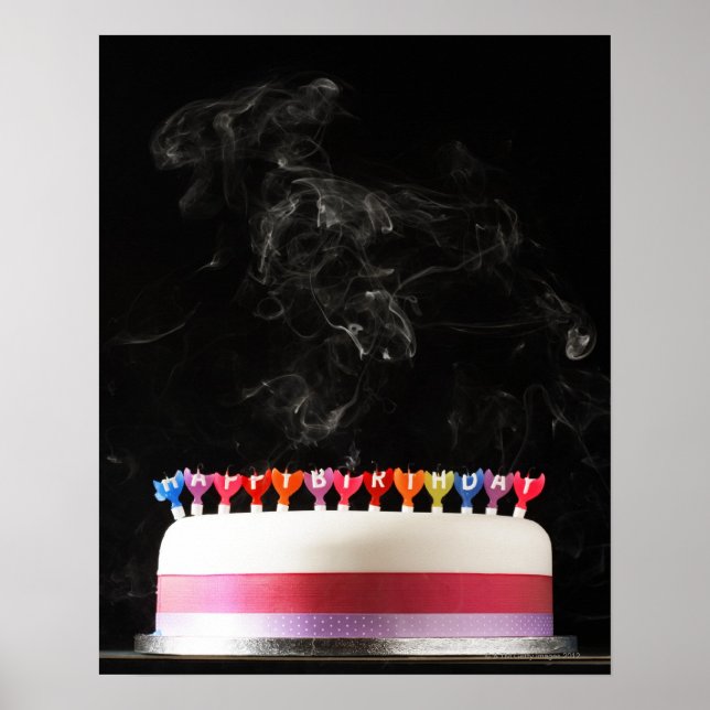 Poster Bolo gelado com fumar derreteu feliz aniversário (Frente)