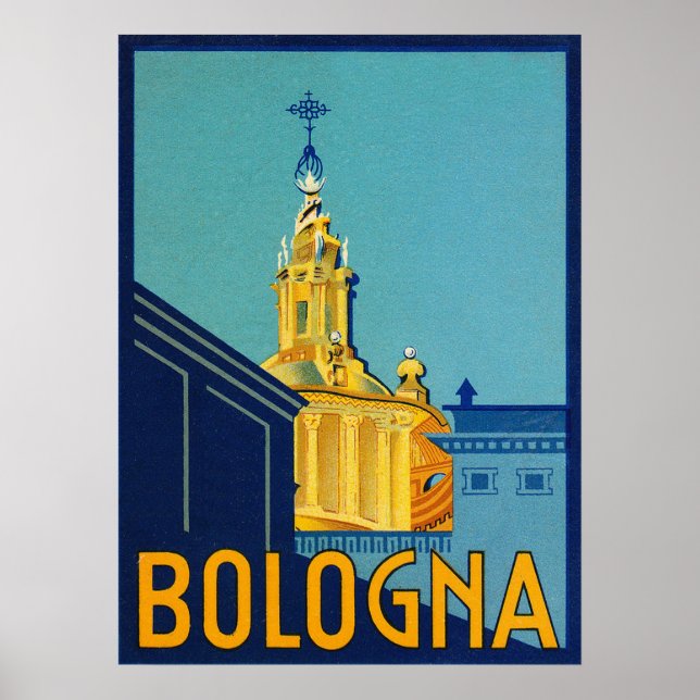 Poster Bologna, edifícios da cidade, Itália, viagem vinta (Frente)