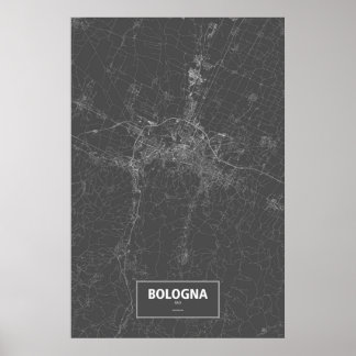 Poster Bologna, Itália (branco no preto)