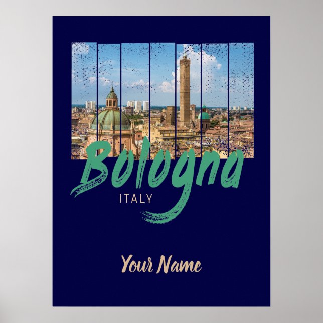 Poster Bolonha Emilia-Romagna Itália vintage souvenir (Frente)