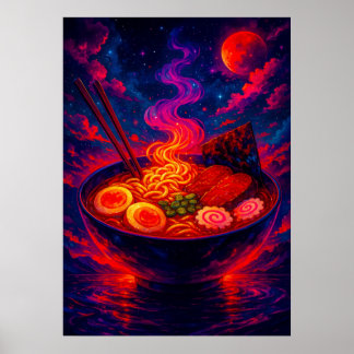 Poster Bolsa Cósmica de Ramen em Red Moon Fantasy