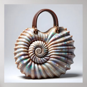 Poster Bolsa de Espiral Seashell - Arte de Moda Náutica