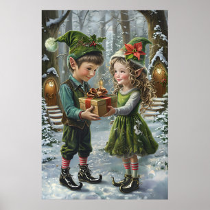 Poster Bolsa de Presente de Natal - Floresta de Férias