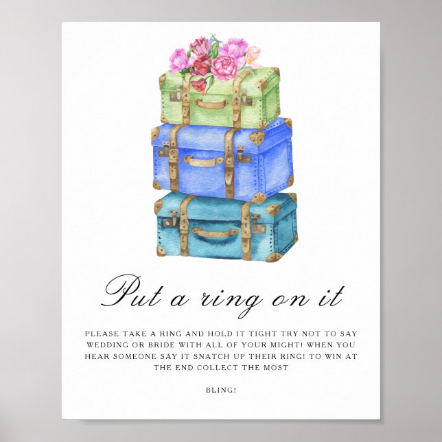 Poster Bolsas de viagem para chá de noiva - Coloque um an (Frente)