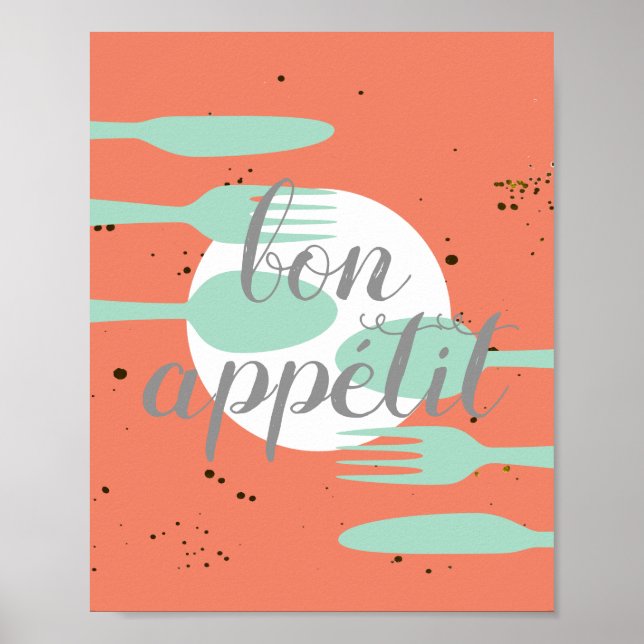 Poster bom apetite cozinha citação da arte moderna (Frente)