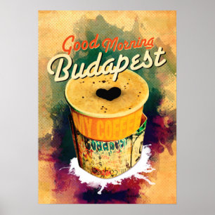Pôster Bom dia Budapest do envoltório de Graffitti do