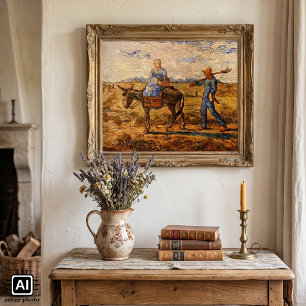 Poster Bom dia, Casal camponês de Vincent van Gogh