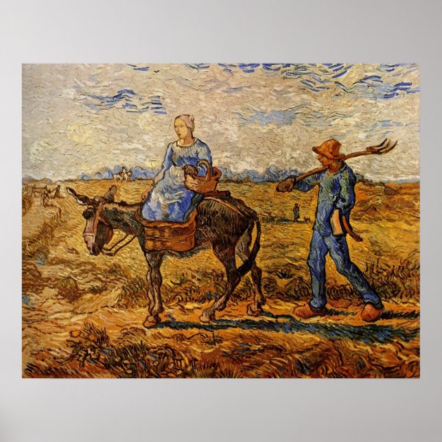 Poster Bom dia, casal camponês indo trabalhar (Frente)