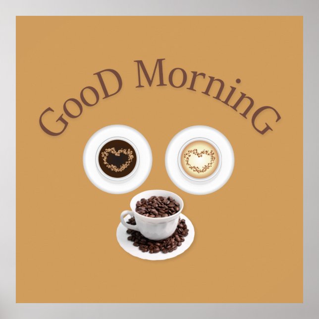 Pôster Bom dia com café (Frente)