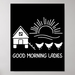 Poster Bom dia senhoras galinha engraçada