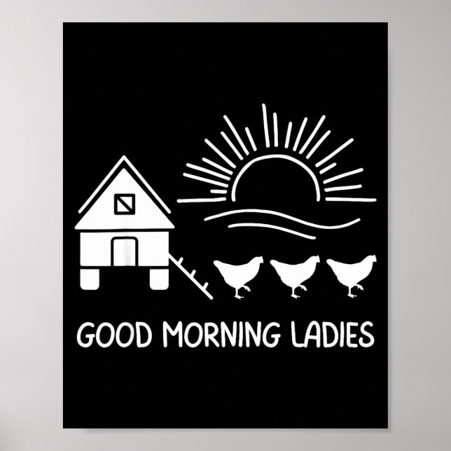 Poster Bom dia senhoras galinha engraçada  (Frente)