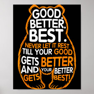 Poster Bom Melhor Nunca Deixe Descansar Motivação Urso Ci