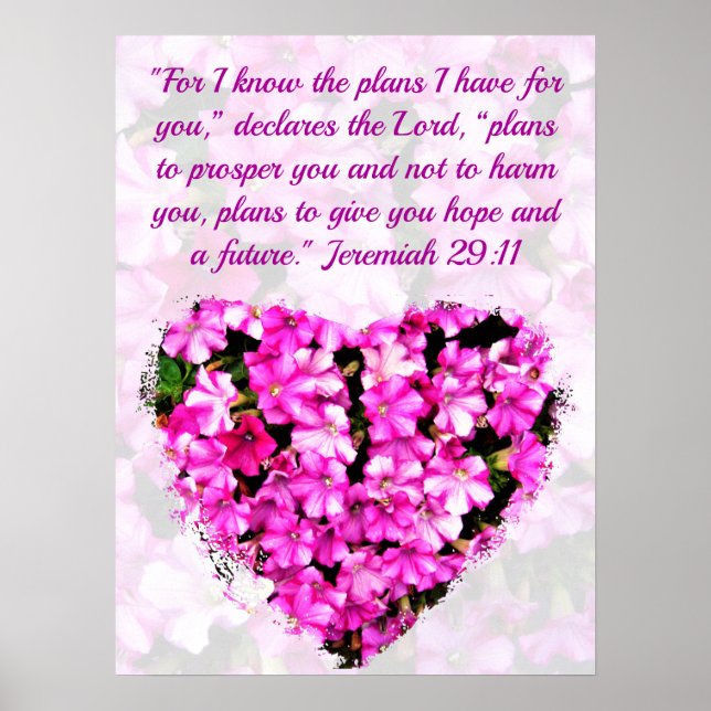POSTER BOM PINQUE FLORAL JEREMIAH 29:11 PLANOS DE ESPERAN (Frente)