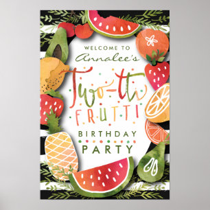 Poster BOM SINAL Festa de aniversário de duas frutas