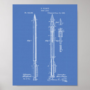Poster Bomb Lance 1885 Patent Art Blueprint