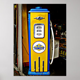 Poster Bomba de gás de colheita de Sunoco azul