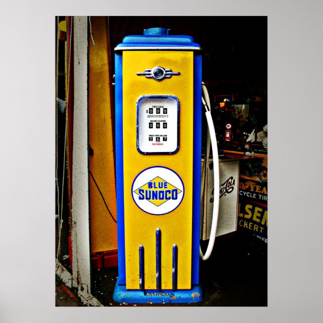 Poster Bomba de gás de colheita de Sunoco azul (Frente)