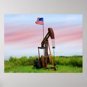 Pôster Bomba de óleo com bandeira americana