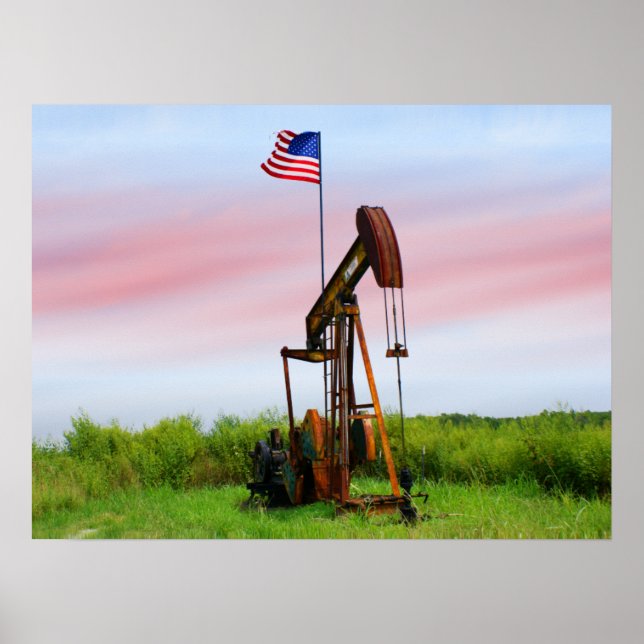 Pôster Bomba De Petróleo Com Bandeira Americana (Frente)