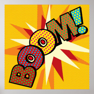 Poster BOMBA Pop de Arte do Comic Book