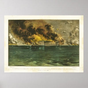 Pôster Bombardeio da Guerra Civil Americana em Fort Sumte