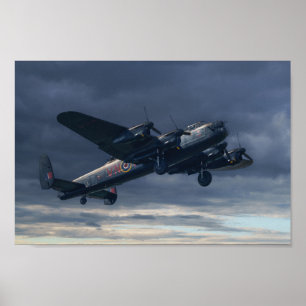Poster Bombardeiro Avro Lancaster no céu