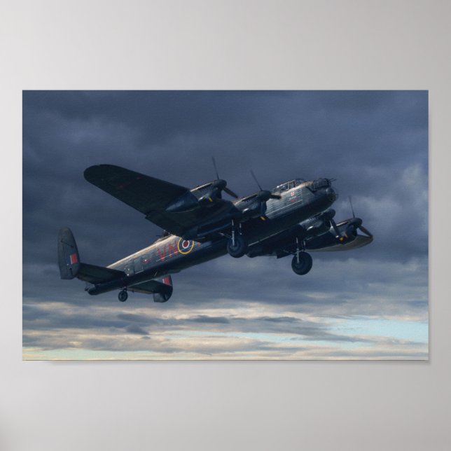 Poster Bombardeiro Avro Lancaster no céu (Frente)