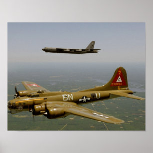Poster Bombardeiros B17G e B52H em voo