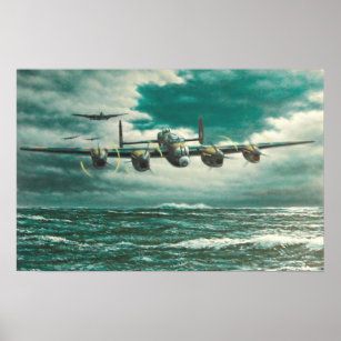 Poster Bombardeiros Lancaster sobre o mar