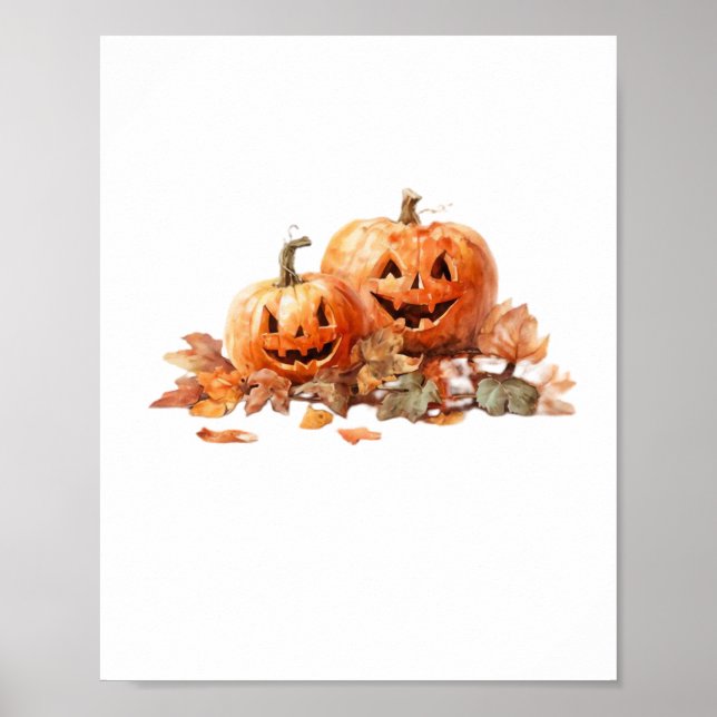 Poster Bombas de Halloween por Aquarela com Folhas de out (Frente)
