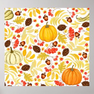 Poster Bombas de outono, bolotas, fundo de colheita.