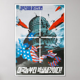 Poster Bombas norte-coreanas da propaganda afastado