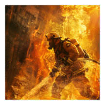 Bombeiro a apagar um incêndio