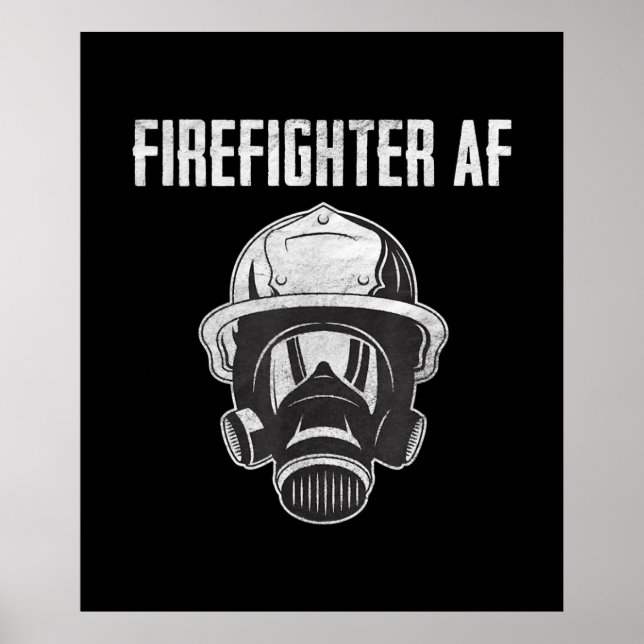 Poster Bombeiro AF | Máscara de gás | Bombeiro engraçado (Frente)