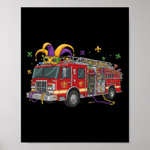 Poster Bombeiro Alligador Crocodilo Mardi Gras Boys Mens