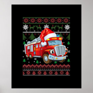 Poster Bombeiro Bombeiro Fúria de Natal Cute Boy Santa H