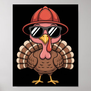 Poster Bombeiro Bonito Frango Face Óculos de Sol Feriado 