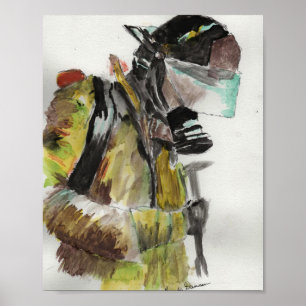 Poster Bombeiro com aquarela